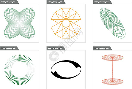 Y2K 元素的集合 野蛮星和花的形状 y2k 风格的对象绘画收藏金光服饰艺术海报插图技术星星空间图片