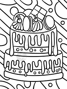 儿童两层蛋糕甜食彩色页面图片