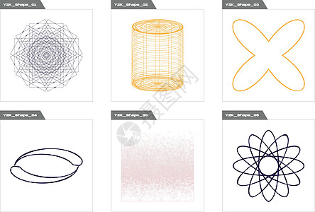 收集Y2K元素 用于设计的大型反转对象组 现代抽象形式打印艺术海报框架月亮海浪绘画天空插图涂鸦图片