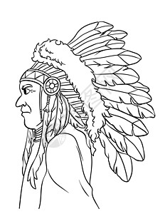 美洲土著印第安人印地安人酋长独立配色图片