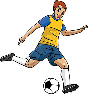 足球体育漫画彩色剪贴画插图图片