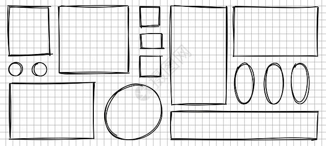 集成的线条邮票箱 广场和矩形锥状中风框 矩形轮廓边框收藏 在白色背景上孤立的 Victor 插图盒子按钮干部边缘正方形粉笔草图长背景图片