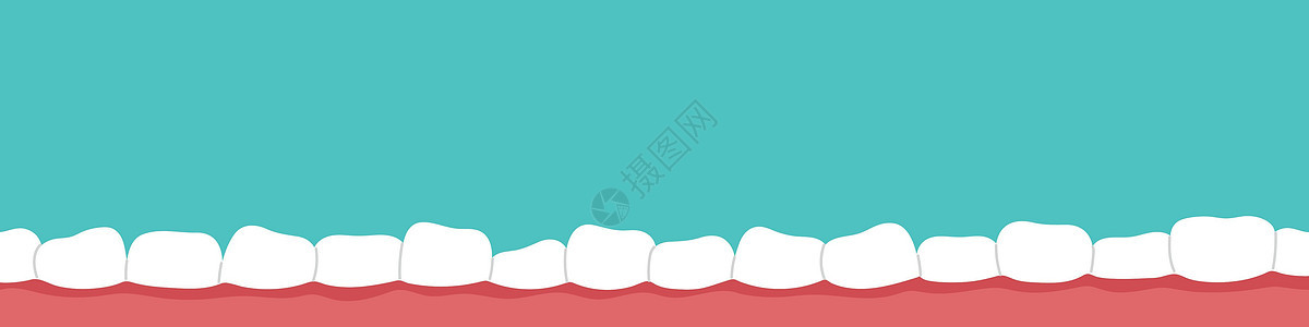 歪牙横幅 咬合不正问题 牙菌斑 牙齿健康概念 平面矢量隔离图背景图片
