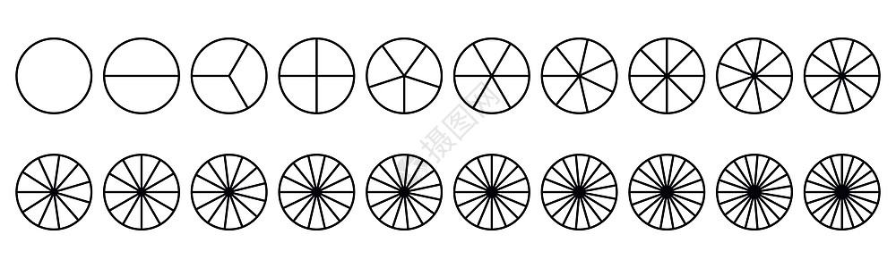 用于数学的分数派 圆形派加上块 片段切片组 简单几何 矢量孤立插图馅饼卡通片分母图表语言划分圆圈教育进步单元图片