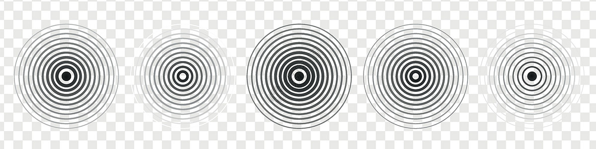 酒泉发射中心声纳声波 信号同心圆 振动辐射信号 矢量孤立图示插画