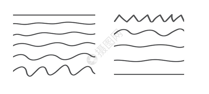 手画交叉线 不同的笔抓痕 面条孤立矢量边缘木头海浪中风框架孵化正弦波波动划痕曲线图片