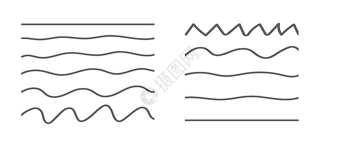 手画交叉线 不同的笔抓痕 面条孤立矢量边缘木头海浪中风框架孵化正弦波波动划痕曲线背景图片