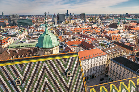 维也纳城市风景全景与奥地利上方大教堂之景目的地宗教建筑天空观点看法地方摄影历史旅行图片
