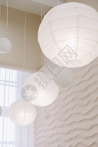 现代内地的Beige纸灯灯泡奶油艺术工艺公寓创造力酒店枝形装饰卧室图片