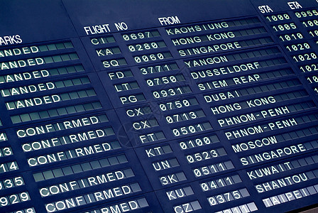 抵达机场的飞机牌机日程航空公司航班时间旅行飞机场电子木板图片