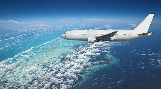 飞越外来岛屿的航空班机图片