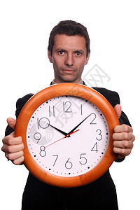 有时钟的商务人士男性商务套装手表时间领带白色人士市场金融图片