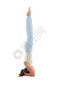 萨兰巴梅沙萨萨纳支持头台瑜伽娱乐减肥女孩保健卫生女士姿势体操数字图片