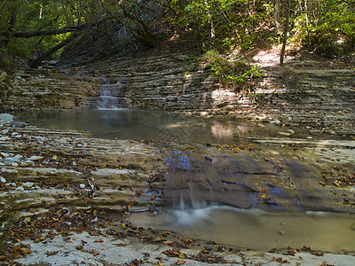 水级联树木瀑布流动岩石液体地衣峡谷河道溪流荒野图片