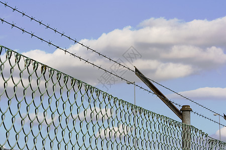 栅栏危险栏杆财产蓝色铁丝网封锁铁轨监狱金属典狱长图片