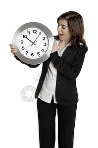 时钟女商务金融日程压力管理人员人士竞赛警报女性生意人图片