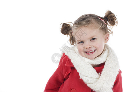 可爱的小女孩喜悦幸福童年白色女性乐趣红色眼睛孩子微笑图片