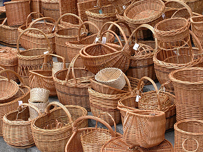 篮子集装箱购物柳条棕色市场图片