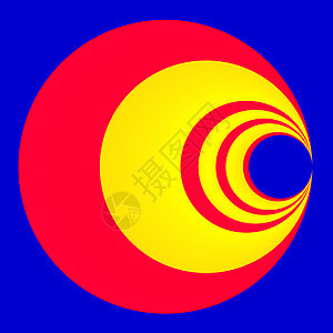 蓝背景上的红圆和黄色圆背景图片