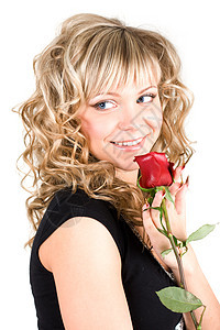 收紧金发年轻女孩的脸皮肤魅力化妆品美丽头发嘴唇女士幸福青年玫瑰图片