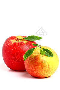 苹果叶子果汁水果树叶绿色饮食花园食物红色图片