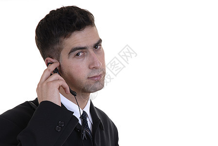 聊天微笑电话棕色胡子黑发男人男性细胞衣服青年图片