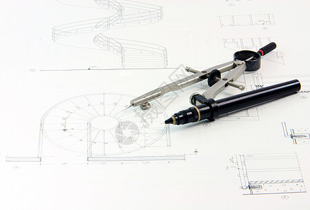 设计和指南针建筑项目插图办公室建筑学测量机械几何学金属黑色图片
