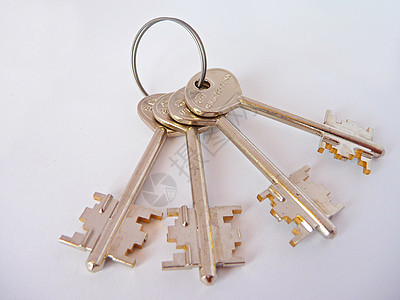 锁定的密钥戒指商业安全财产房子机密白色金属投资财富背景图片