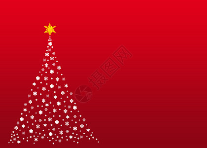 红色的白圣诞树图片