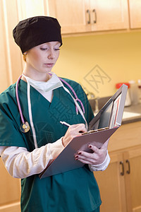 女性医学专业女医务人员工人居民技术员卫生医生软垫工作办公室写作诊所图片