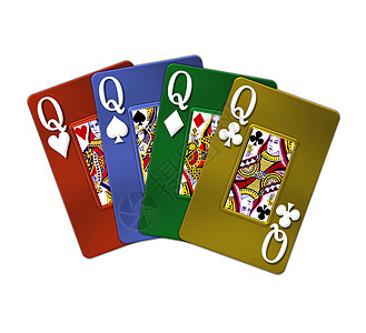 金属扑克卡插图 - 4 种皇后图片