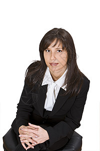 商业女商务人士的肖像公司领导者商务女孩生意人衬衫领带权限黑发成人图片