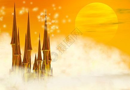 仙宫城堡仙境王国星星皇家童话日落剪贴簿梦幻石头天空图片