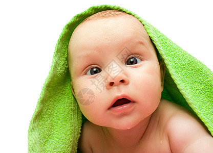 扫一扫洗完澡后婴儿幸福阴影鼻子快乐白色新生孩子童年女孩眼睛背景