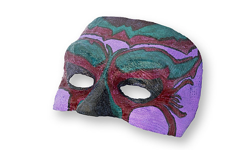 孤立的卡尼瓦尔面罩隐藏水平面具节日戏剧紫色戏服剧院眼睛面膜图片
