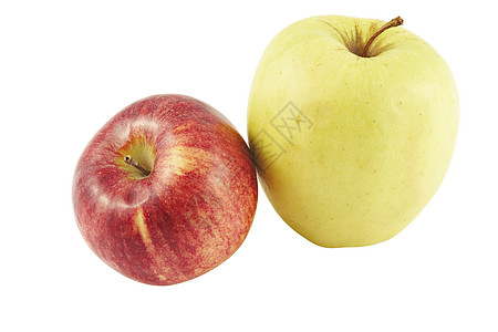 红黄苹果和黄色苹果 白的孤立无援图片