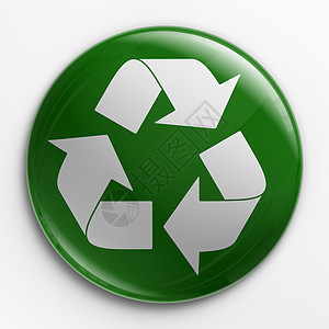 徽章  再循环标识渲染横幅标签绿色计算机插图白色按钮圆形图片