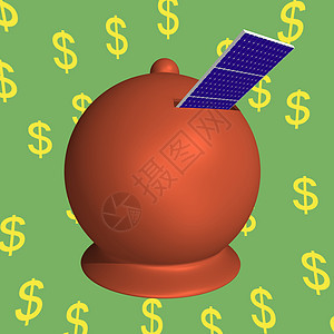 货币箱太阳能电池板背景图片