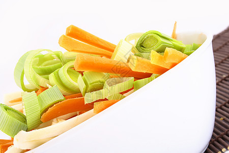 准备喝汤的蔬菜都泡了厨房黄瓜营养午餐盘子绿色橙子饮食花园胡椒图片