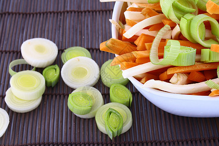 准备喝汤的蔬菜都泡了饮食沙拉厨房食物黄瓜绿色白色橙子营养芹菜图片
