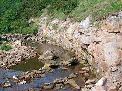 河流穿过峡谷冒险跑步裂缝绿色绿色植物岩石农村乡村危险县城背景图片