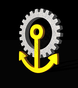 锁定锚港口码头齿轮海军航海车轮标识船运海洋机械背景图片