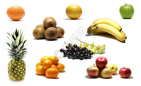 白上孤立的水果营养市场甜点香蕉饮食紫色奇异果情调菠萝树叶图片