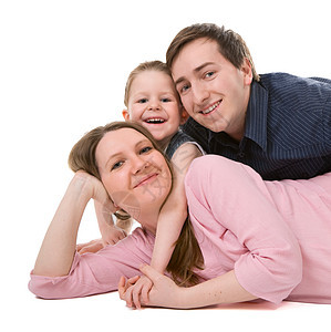 年轻幸福家庭的亲身肖像图片