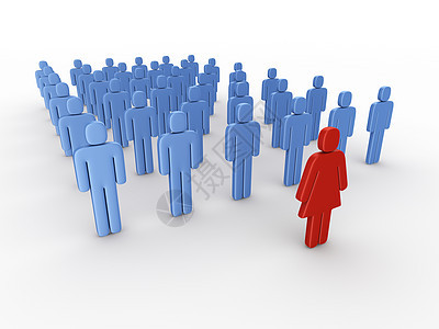 女领导人渲染蓝色人群计算机领导者经理白色团体女士奇数背景图片
