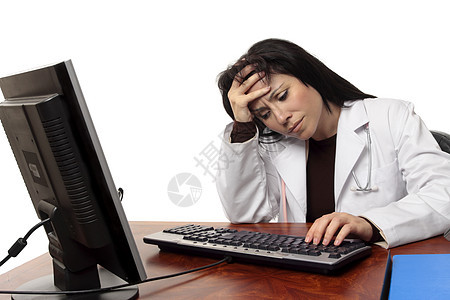 计算机过度劳累的疲劳医生图片