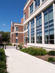 现代砖建中心办公室玻璃学院入口人行道建筑学大学校园学校图片