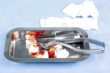 牙科仪器纱布卫生蓝色工具敷料飞碟疼痛镜子医疗杯子图片