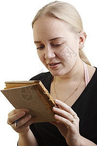 女童女孩阅读耳朵笔记本女士笔记手指女性图片