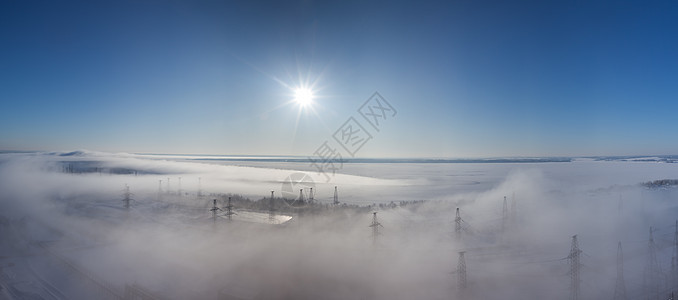 冬季风景 地雾 顶部视野 全景图片
